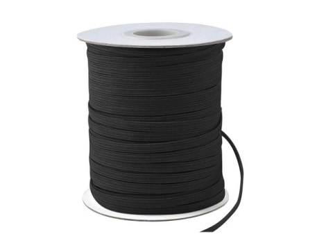 Guma płaska pleciona 7 mm czarna Guma płaska pleciona 7 mm czarna