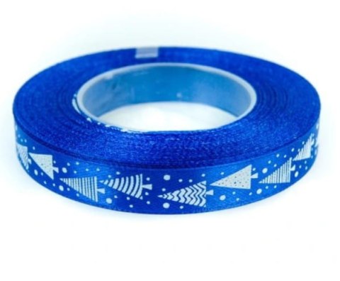 Wstążka satynowa z nadrukiem 12mm-choinki Wstążka satynowa z nadrukiem 12mm-choinki
