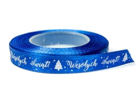 Wstążka satynowa z nadrukiem 12mm-wesołych świąt Wstążka satynowa z nadrukiem 12mm-wesołych świąt