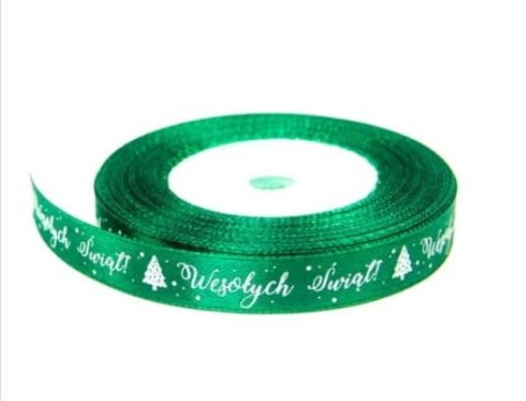 Wstążka satynowa z nadrukiem 12mm-wesołych świąt Wstążka satynowa z nadrukiem 12mm-wesołych świąt