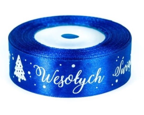Wstążka satynowa z nadrukiem 25mm-wesołych świąt Wstążka satynowa z nadrukiem 25mm-wesołych świąt